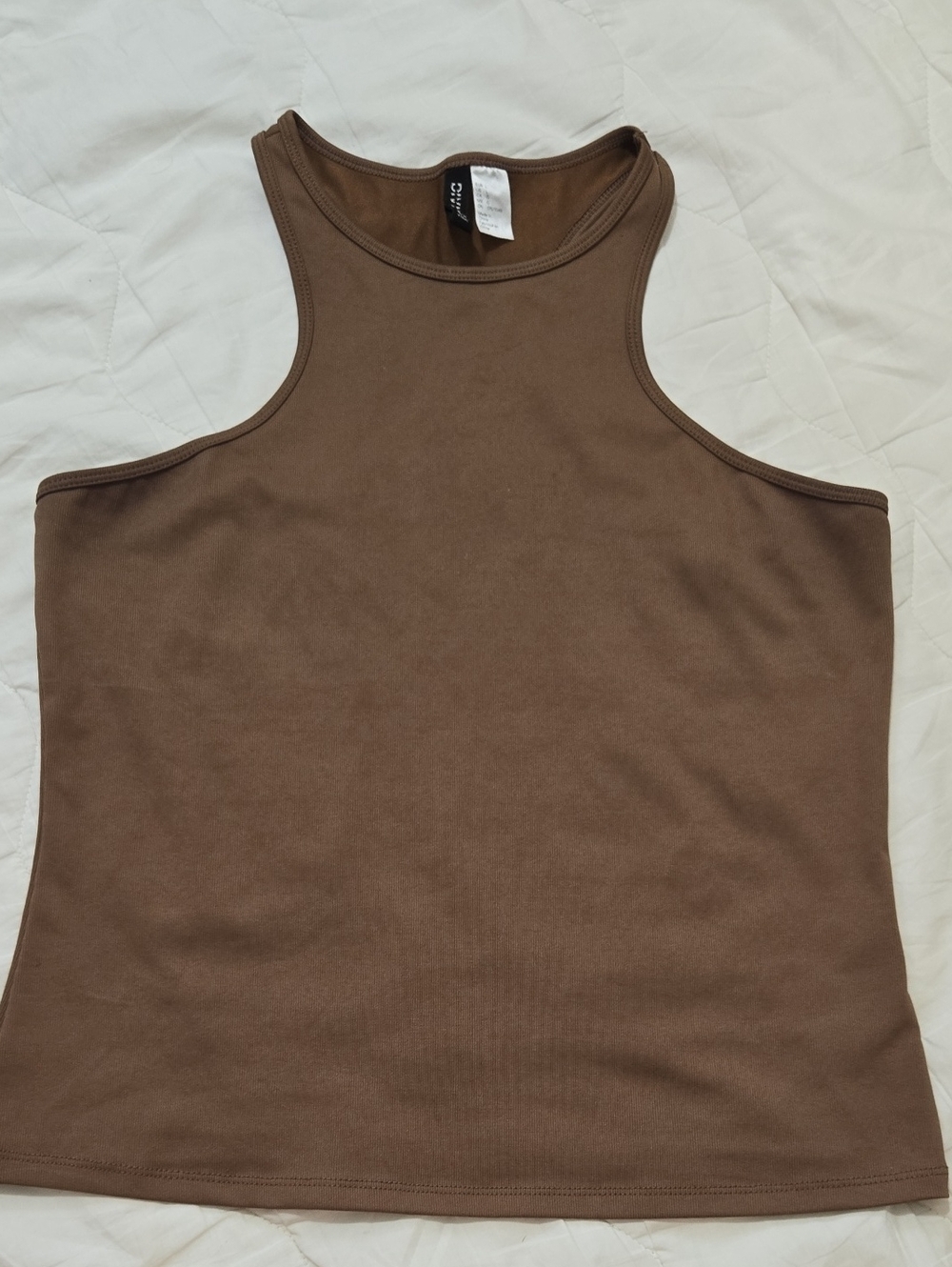 H&M Ribbed Racerback Tank Top Chocolate Brown Size L - Picture 4 of 8